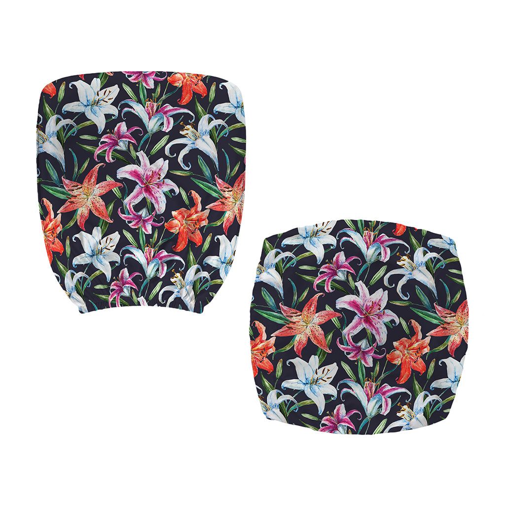 Watercolor Lily Flowers Pattern Print Office Chair Cover