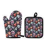 Watercolor Lily Flowers Pattern Print Oven Mitt And Pot Holder Set