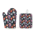 Watercolor Lily Flowers Pattern Print Oven Mitt And Pot Holder Set