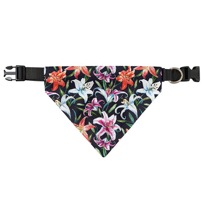 Watercolor Lily Flowers Pattern Print Over The Collar Dog Bandana