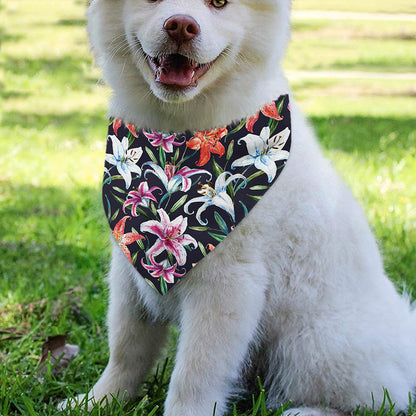 Watercolor Lily Flowers Pattern Print Over The Collar Dog Bandana