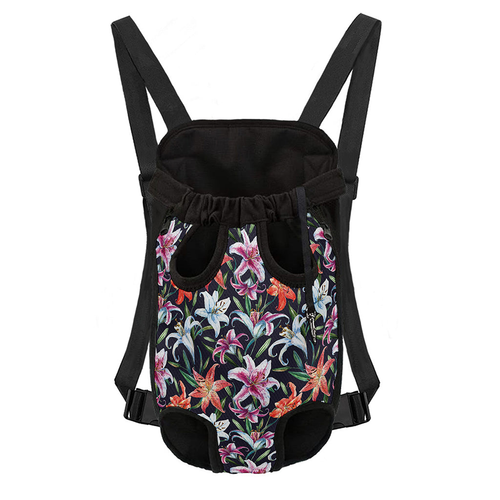 Watercolor Lily Flowers Pattern Print Pet Carrier Backpack