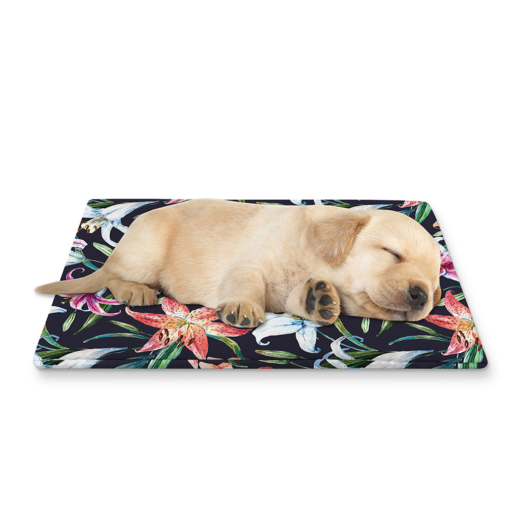 Watercolor Lily Flowers Pattern Print Pet Cooling Mat Cover