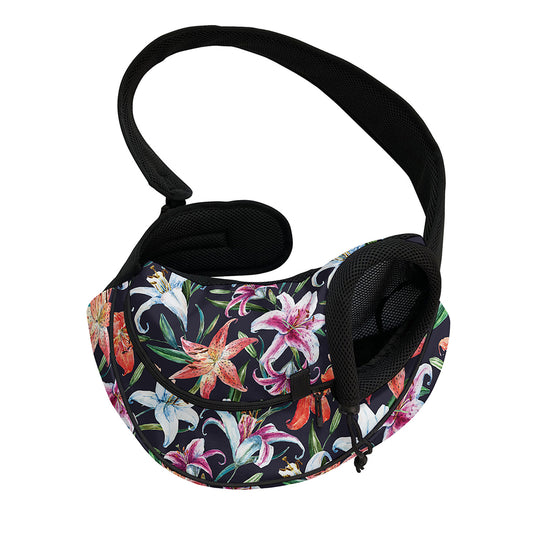 Watercolor Lily Flowers Pattern Print Pet Sling Carrier