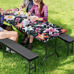 Watercolor Lily Flowers Pattern Print Picnic Table Cover
