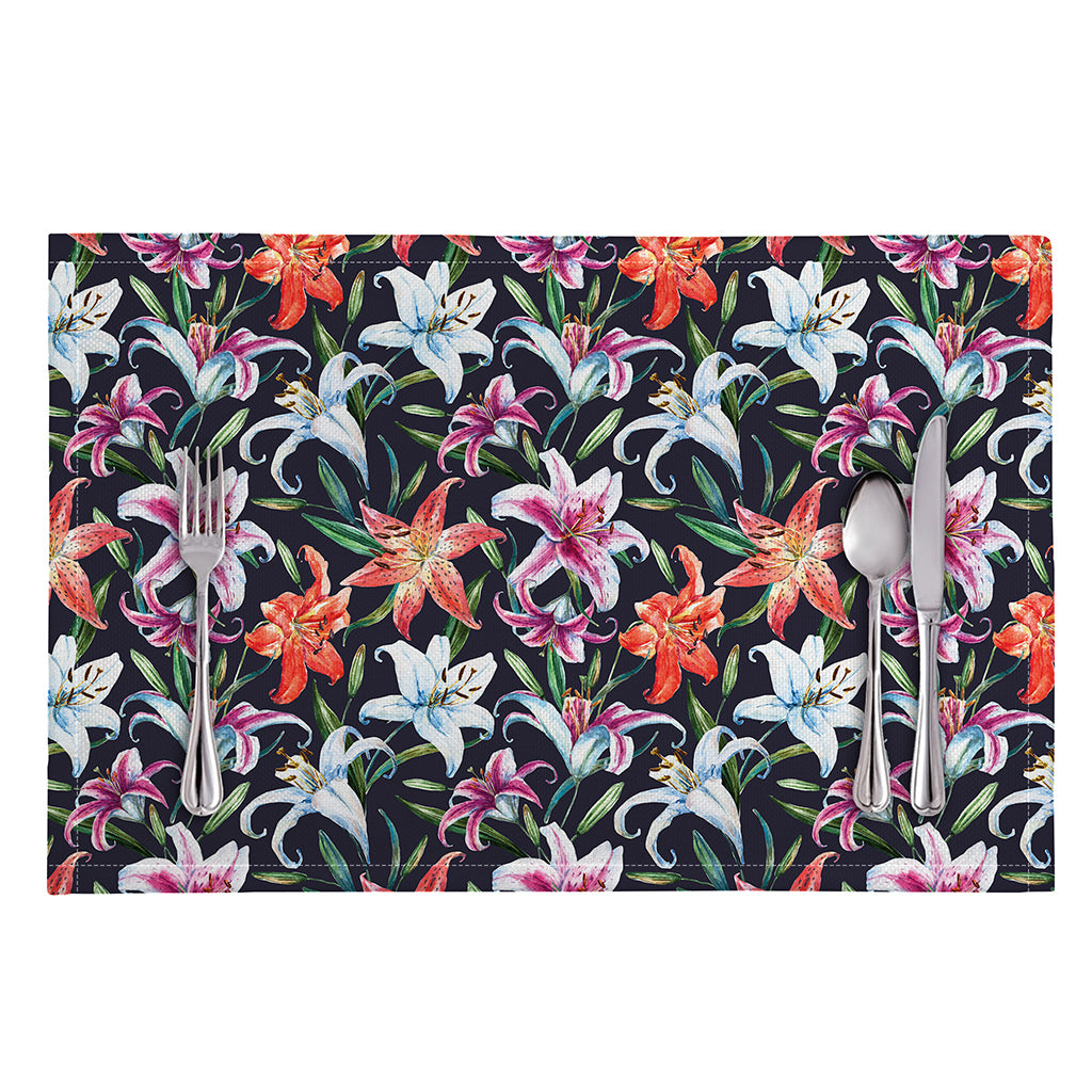 Watercolor Lily Flowers Pattern Print Placemat