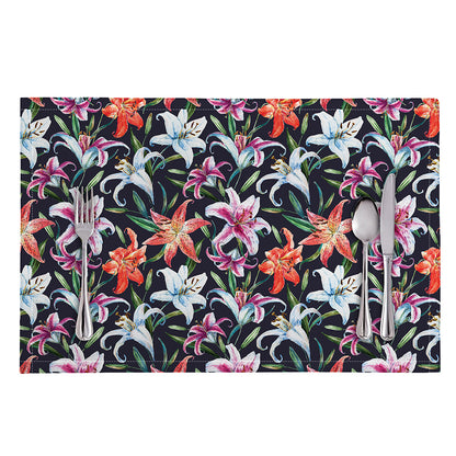 Watercolor Lily Flowers Pattern Print Placemat