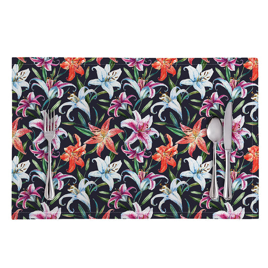 Watercolor Lily Flowers Pattern Print Placemat