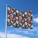 Watercolor Lily Flowers Pattern Print Polyester Flag