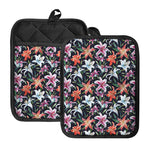 Watercolor Lily Flowers Pattern Print Pot Holders With Pocket