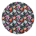Watercolor Lily Flowers Pattern Print Round Blanket