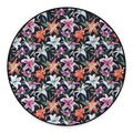 Watercolor Lily Flowers Pattern Print Round Floor Mat
