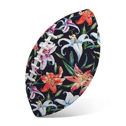 Watercolor Lily Flowers Pattern Print Rugby Ball