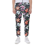 Watercolor Lily Flowers Pattern Print Scuba Joggers