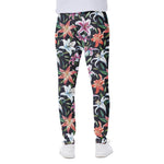 Watercolor Lily Flowers Pattern Print Scuba Joggers