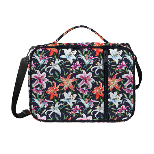 Watercolor Lily Flowers Pattern Print Shoulder Strap Bible Bag