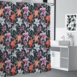 Watercolor Lily Flowers Pattern Print Shower Curtain