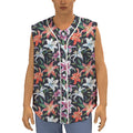 Watercolor Lily Flowers Pattern Print Sleeveless Baseball Jersey