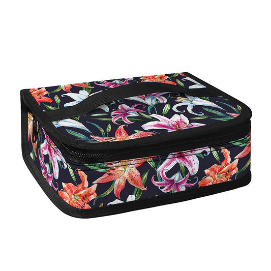 Watercolor Lily Flowers Pattern Print Small Lunch Bag