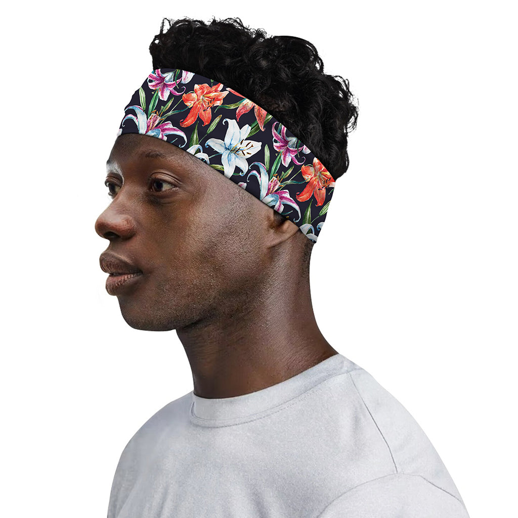 Watercolor Lily Flowers Pattern Print Sports Headband