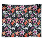 Watercolor Lily Flowers Pattern Print Tapestry