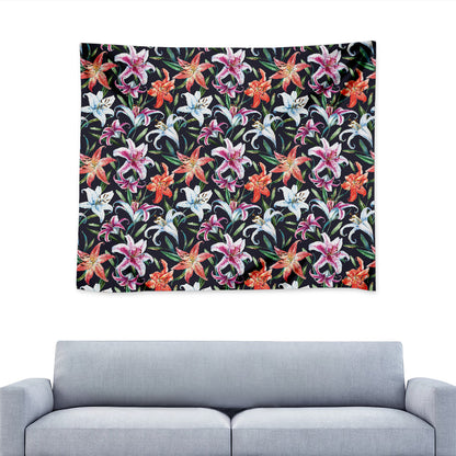 Watercolor Lily Flowers Pattern Print Tapestry