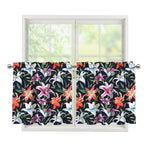 Watercolor Lily Flowers Pattern Print Tier Curtains