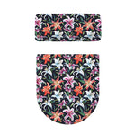 Watercolor Lily Flowers Pattern Print Toilet Lid And Tank Cover Set