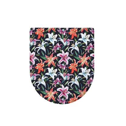 Watercolor Lily Flowers Pattern Print Toilet Lid Cover