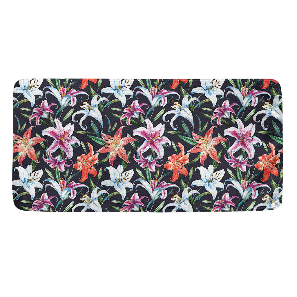 Watercolor Lily Flowers Pattern Print Towel