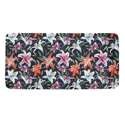 Watercolor Lily Flowers Pattern Print Towel