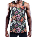 Watercolor Lily Flowers Pattern Print Men's Workout Tank Top