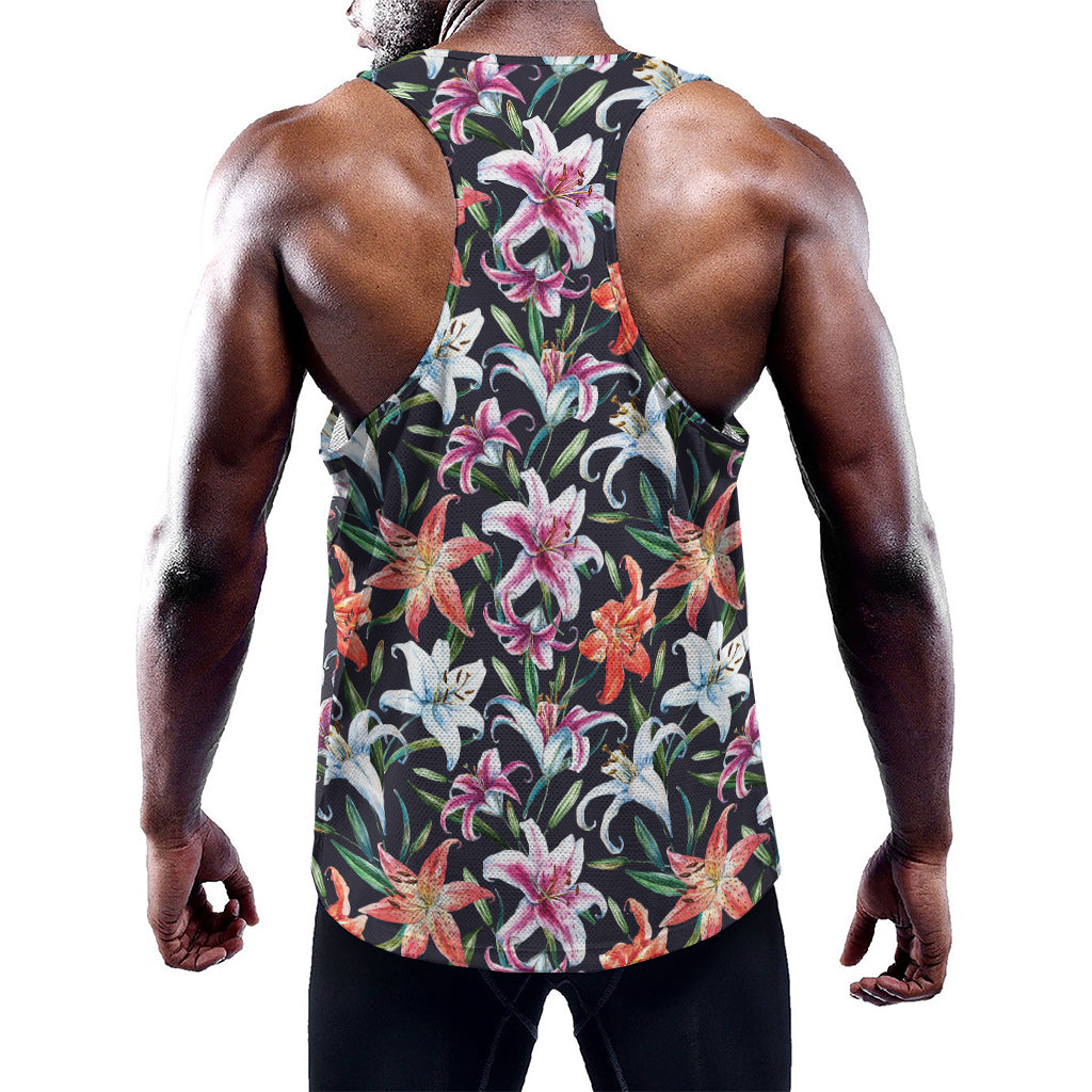 Watercolor Lily Flowers Pattern Print Training Tank Top