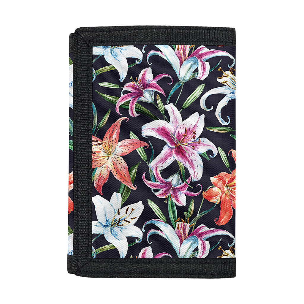 Watercolor Lily Flowers Pattern Print Trifold Wallet