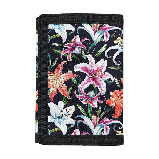 Watercolor Lily Flowers Pattern Print Trifold Wallet