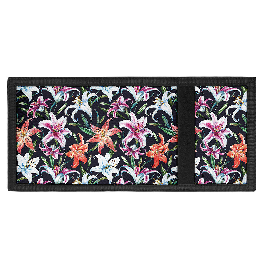 Watercolor Lily Flowers Pattern Print Trifold Wallet