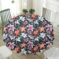 Watercolor Lily Flowers Pattern Print Waterproof Round Tablecloth