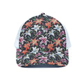 Watercolor Lily Flowers Pattern Print White Mesh Trucker Hat