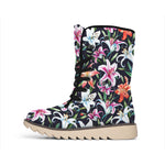 Watercolor Lily Flowers Pattern Print Winter Boots