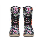Watercolor Lily Flowers Pattern Print Winter Boots