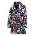 Watercolor Lily Flowers Pattern Print Women's Bathrobe