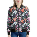 Watercolor Lily Flowers Pattern Print Women's Bomber Jacket
