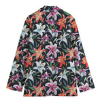 Watercolor Lily Flowers Pattern Print Women's Cotton Blazer