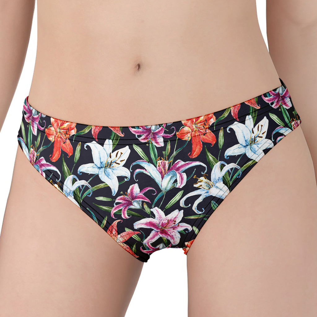 Watercolor Lily Flowers Pattern Print Women's Panties