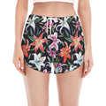 Watercolor Lily Flowers Pattern Print Women's Split Running Shorts