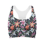 Watercolor Lily Flowers Pattern Print Women's Sports Bra