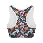 Watercolor Lily Flowers Pattern Print Women's Sports Bra