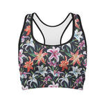 Watercolor Lily Flowers Pattern Print Women's Sports Bra
