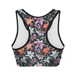 Watercolor Lily Flowers Pattern Print Women's Sports Bra