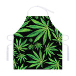 Watercolor Marijuana Leaf Pattern Print Adjustable Apron